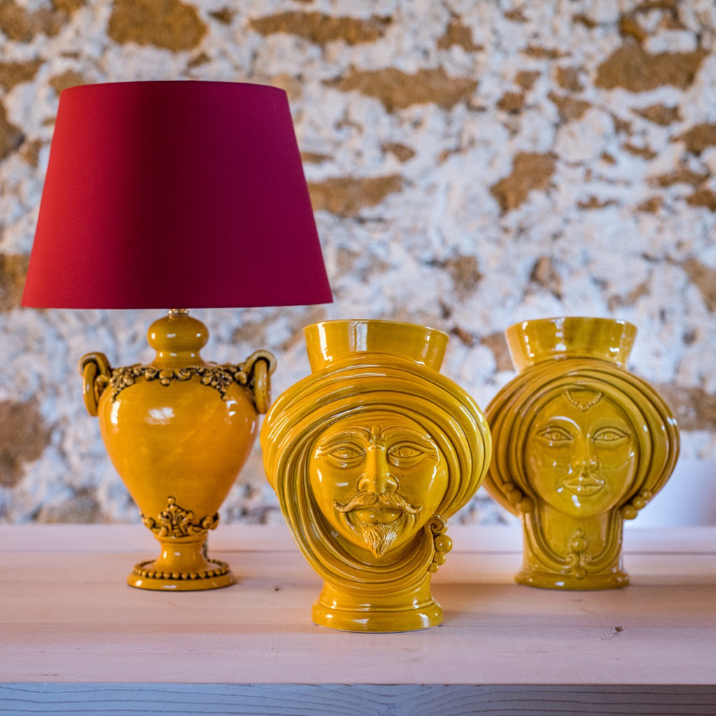 Testa di Moro Uomo H 30 Senape - Ceramica Monocromatica Moderna