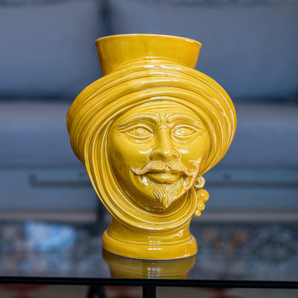 Testa di Moro Uomo H 30 Senape - Ceramica Monocromatica Moderna