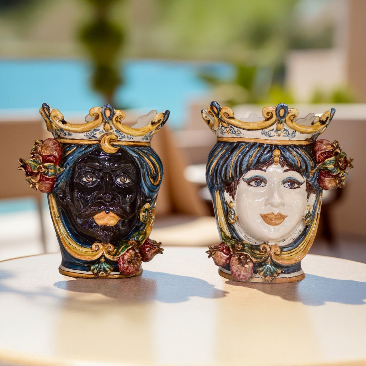 Testa h 25 melograni blu e arancio femmina