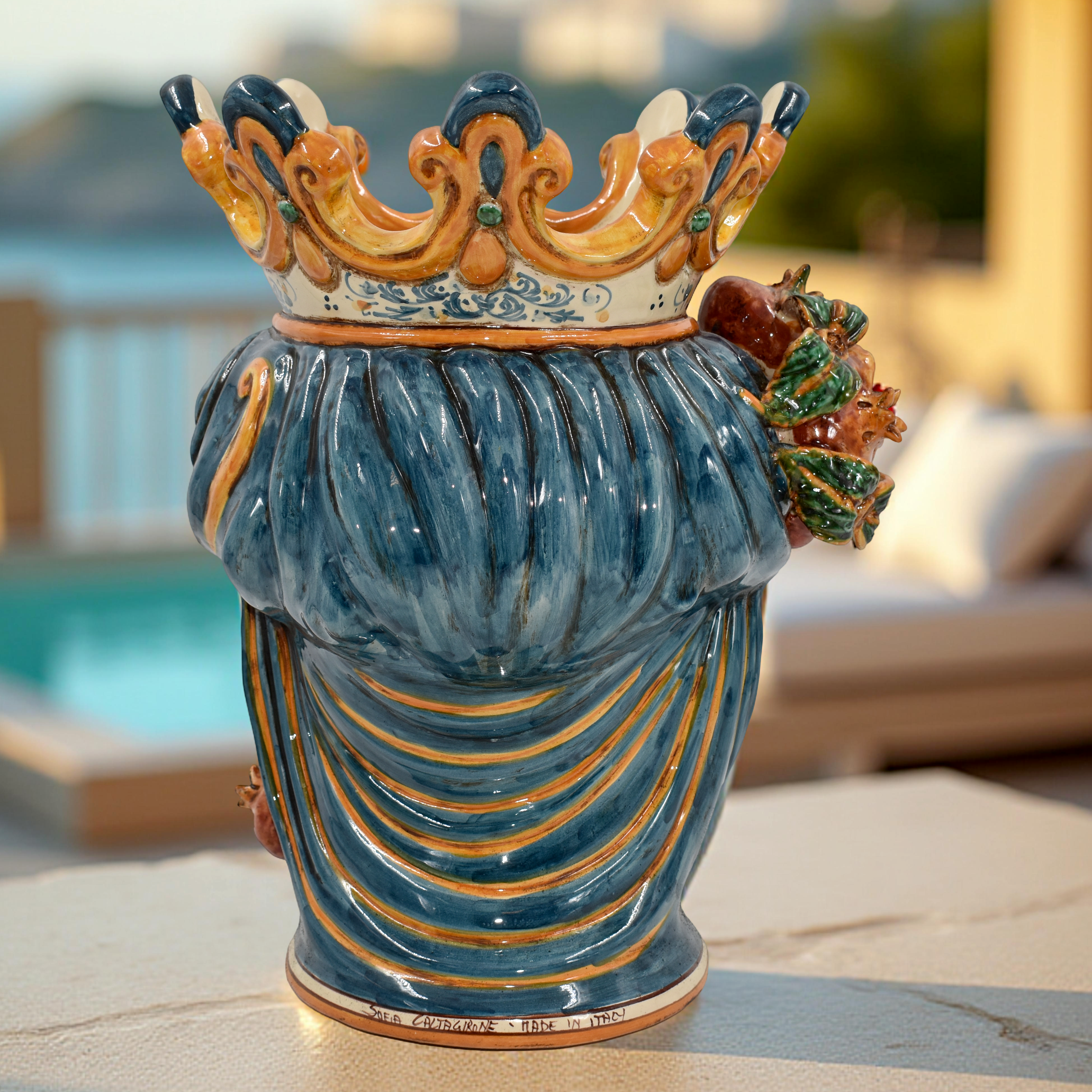 Testa h 40 melograni blu e arancio maschio bianco