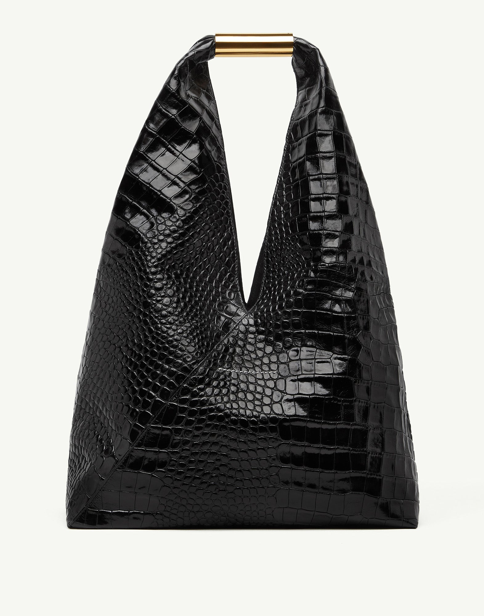 MM6 MAISON MARGIELA Borsa Japanese Medium in Pelle Stampa Coccodrillo Nera