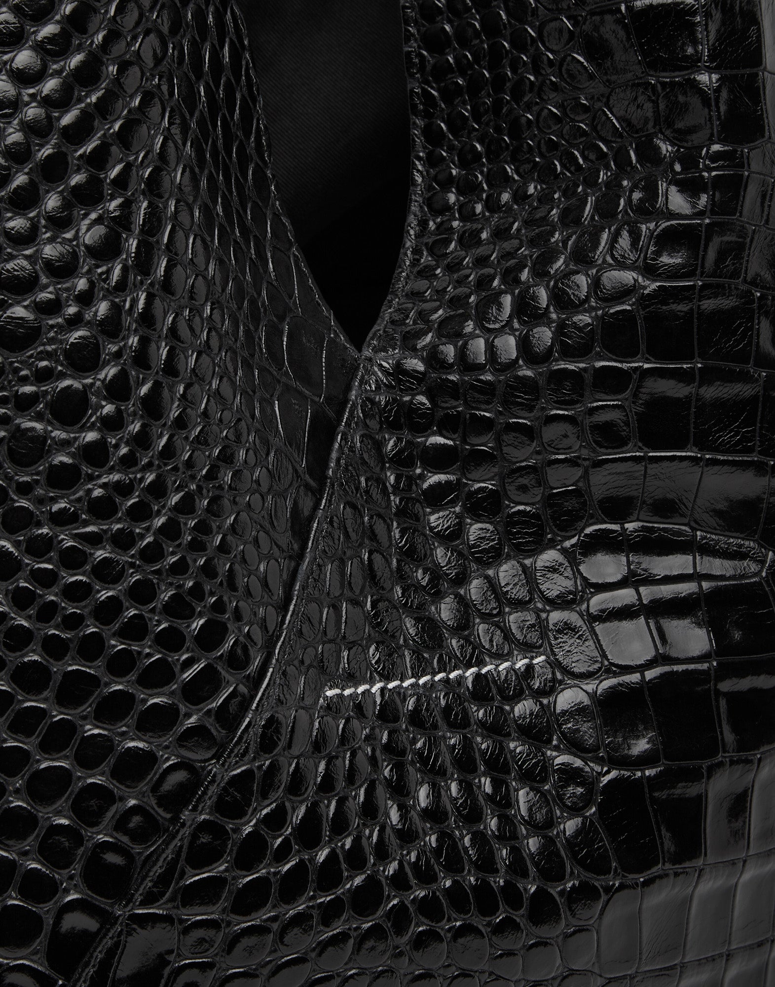 MM6 MAISON MARGIELA Borsa Japanese Medium in Pelle Stampa Coccodrillo Nera