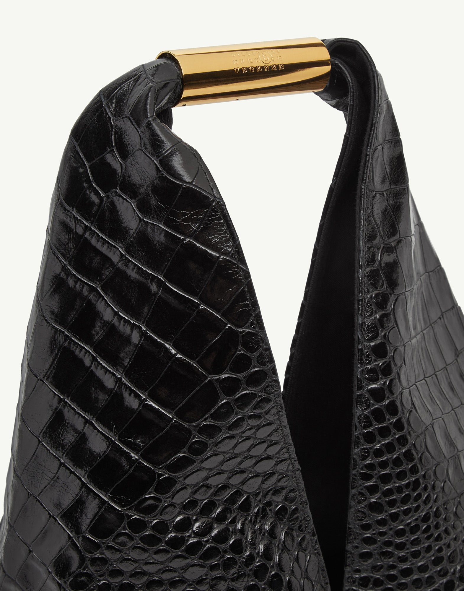 MM6 MAISON MARGIELA Borsa Japanese Medium in Pelle Stampa Coccodrillo Nera