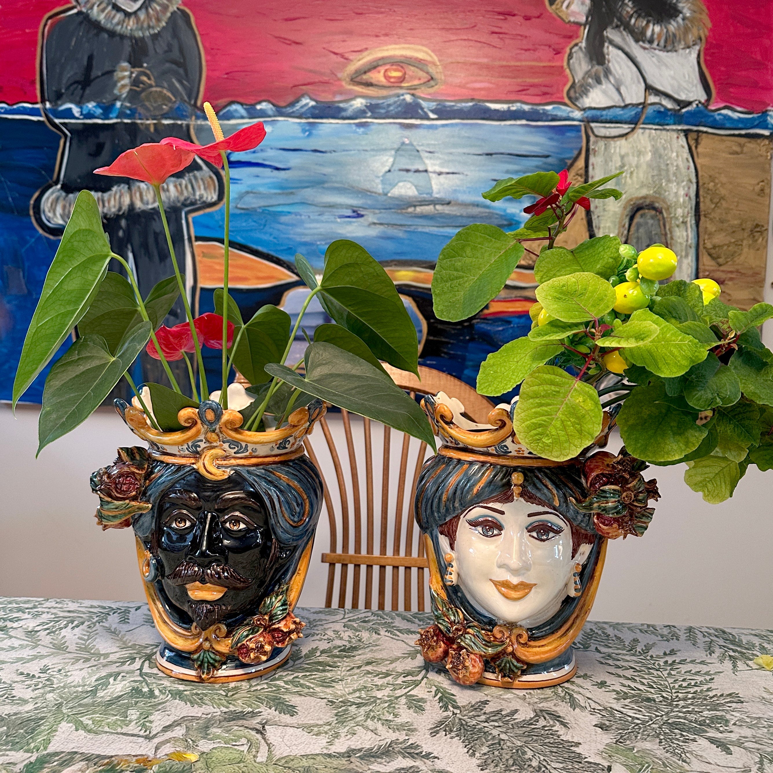 Testa h 25 melograni blu e arancio femmina