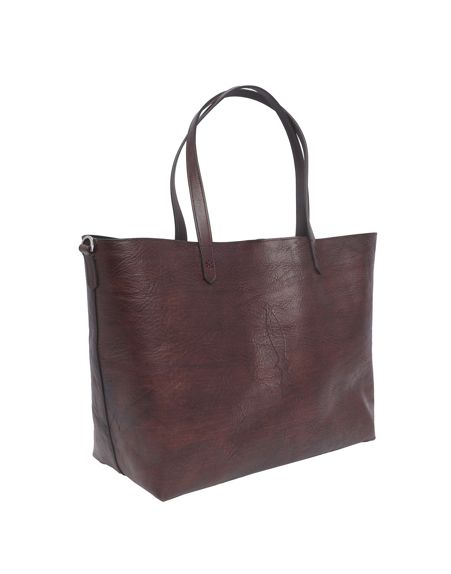 DOUUOD Borsa Olivia in Cuoio Tuffato Tinto e Lavato Moro