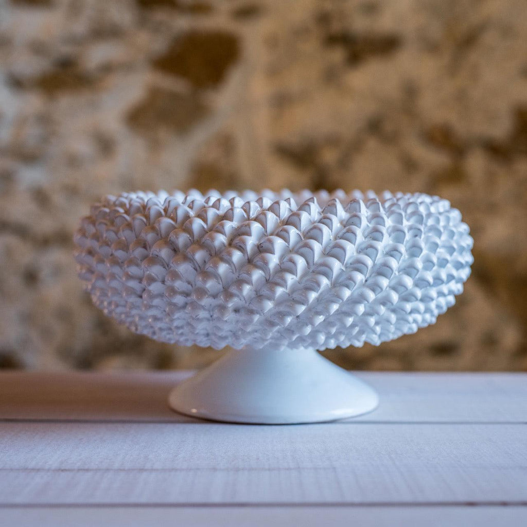 Alzata a Pigna diam. 25/33 cm White Line in ceramica di Caltagirone