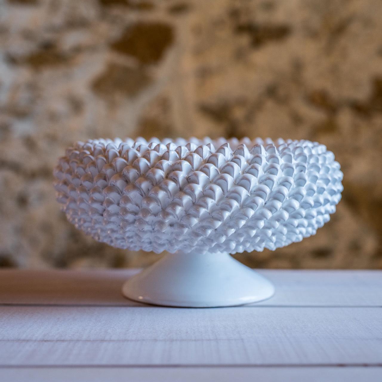 Alzata a Pigna diam. 25/33 cm White Line in ceramica di Caltagirone