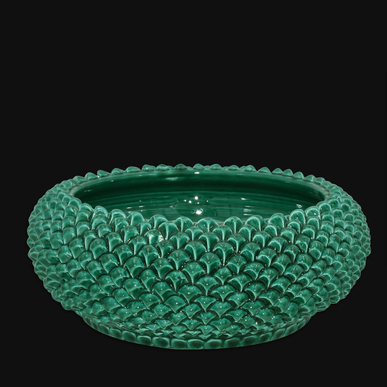 Centrotavola a Pigna diam. 25/33 cm Verde Smeraldo in ceramica di Caltagirone