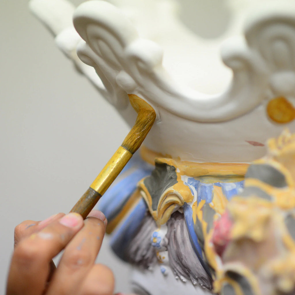 Testa h 40 melograni blu e arancio maschio bianco