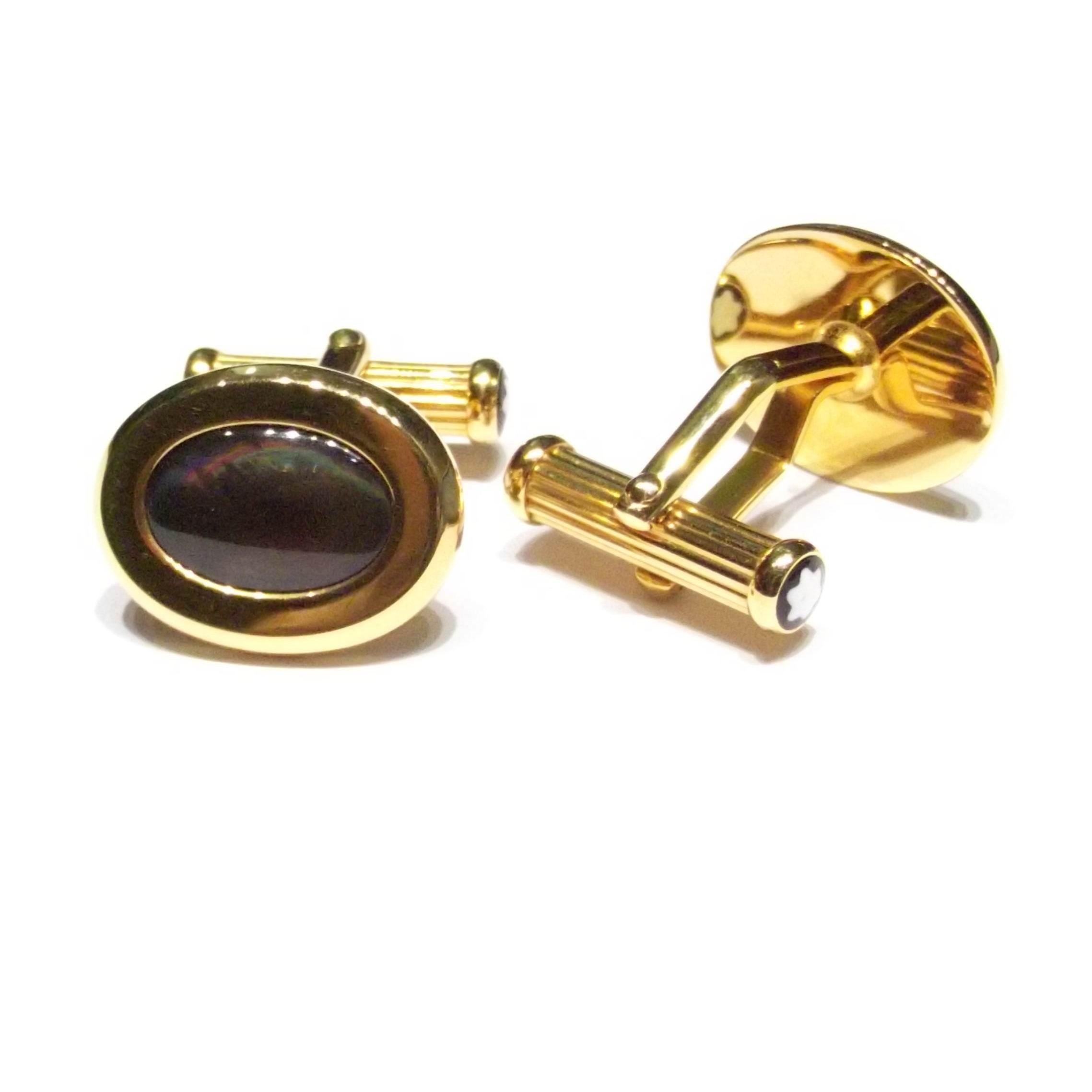 Montblanc gemelli acciaio finitura PVD oro giallo madreperla 6012