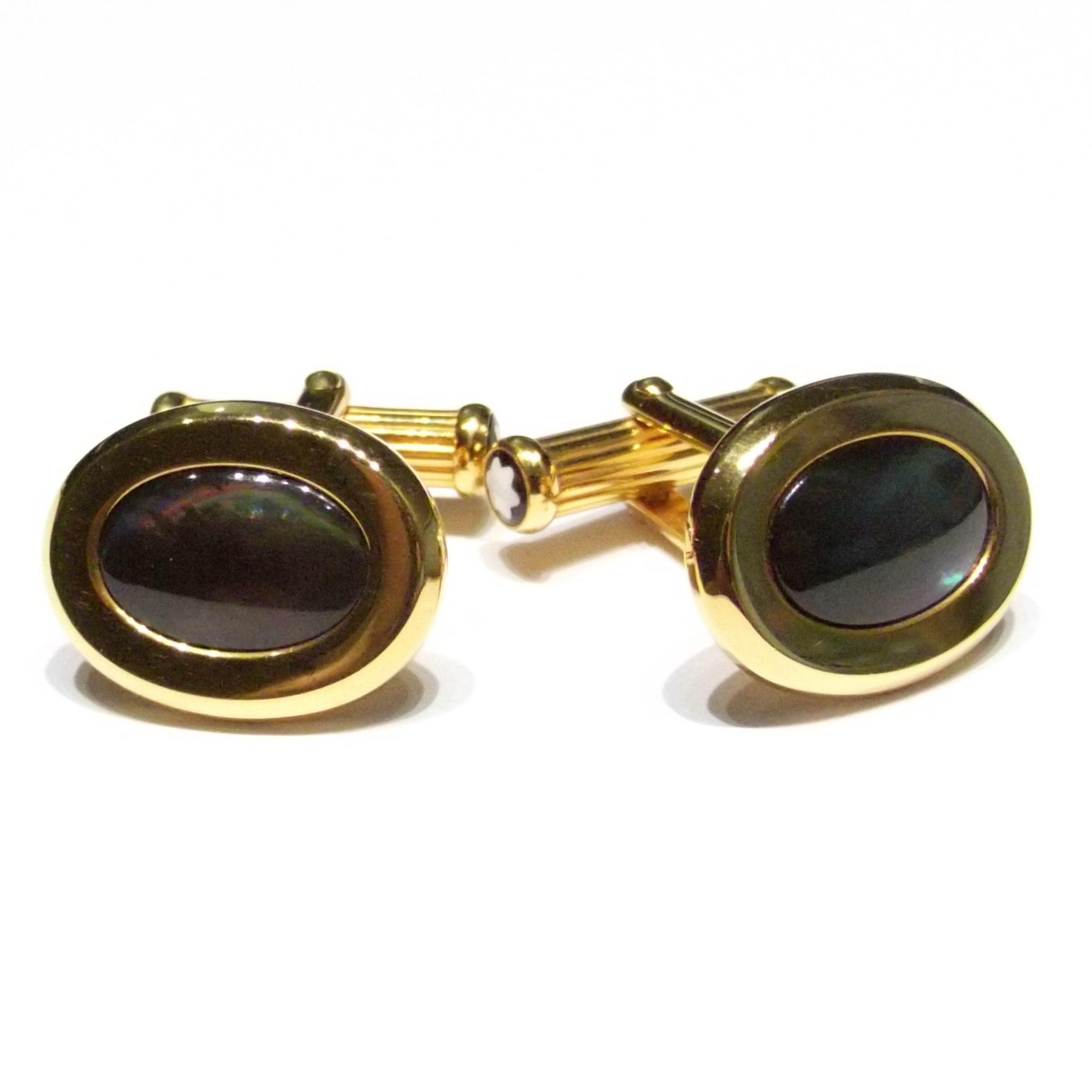 Montblanc gemelli acciaio finitura PVD oro giallo madreperla 6012