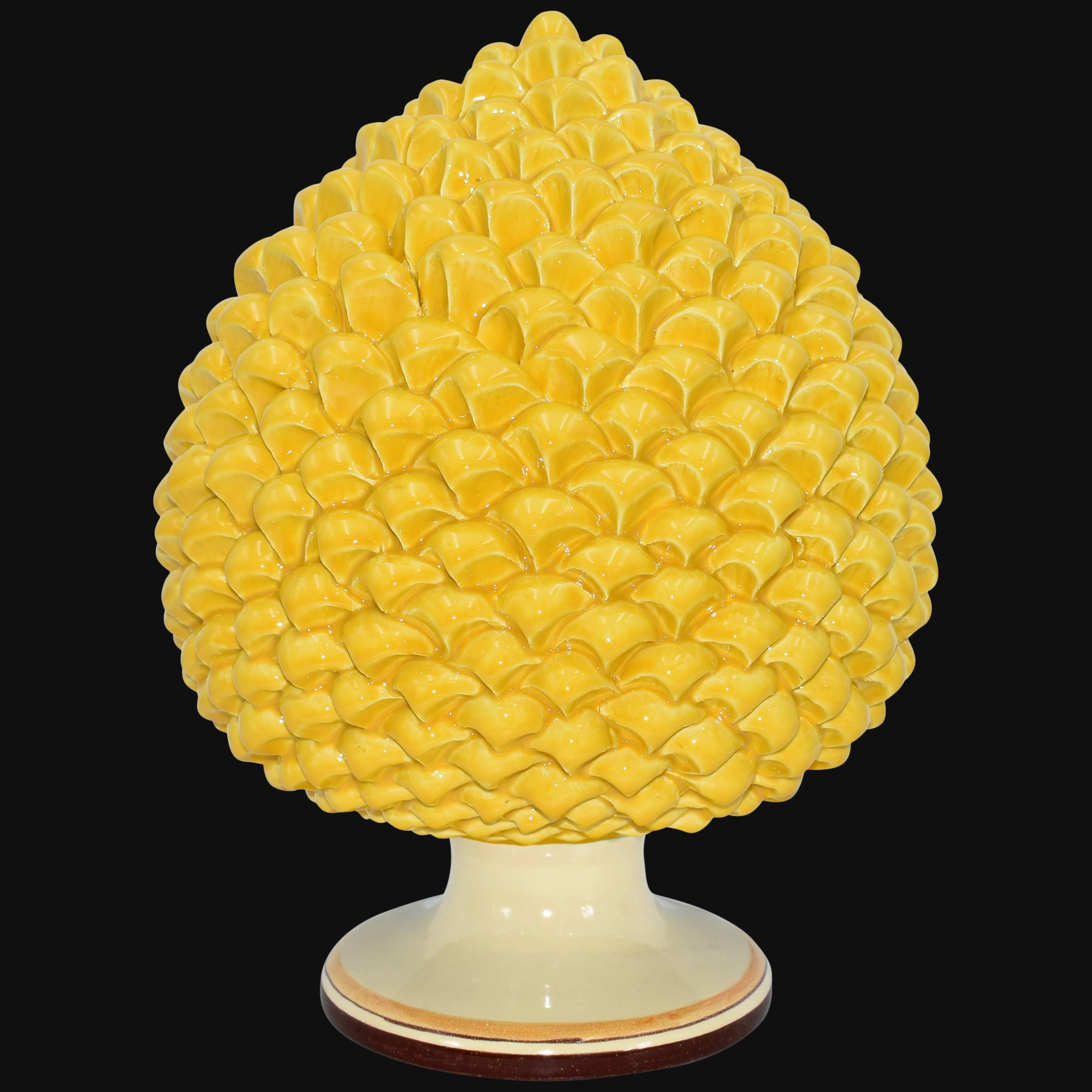 Pigna artigianale di Caltagirone modellata a mano altezza 15/40 Gialla/arancio