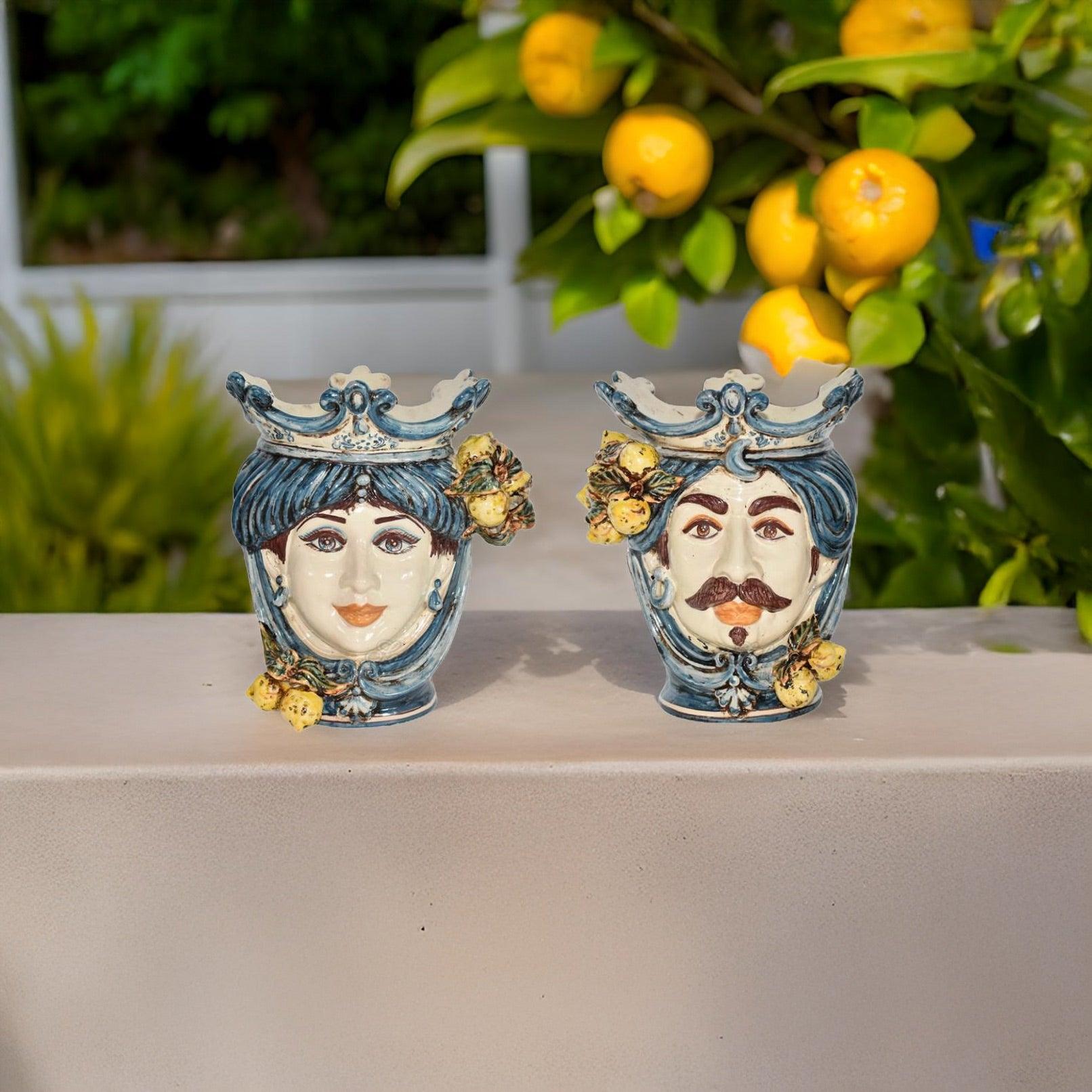 Testa h 25 con limoni mono blu maschio bianco